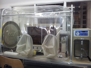 Type B Vinyl Anaerobic Chamber 78" (198 cm) with an internal incubator